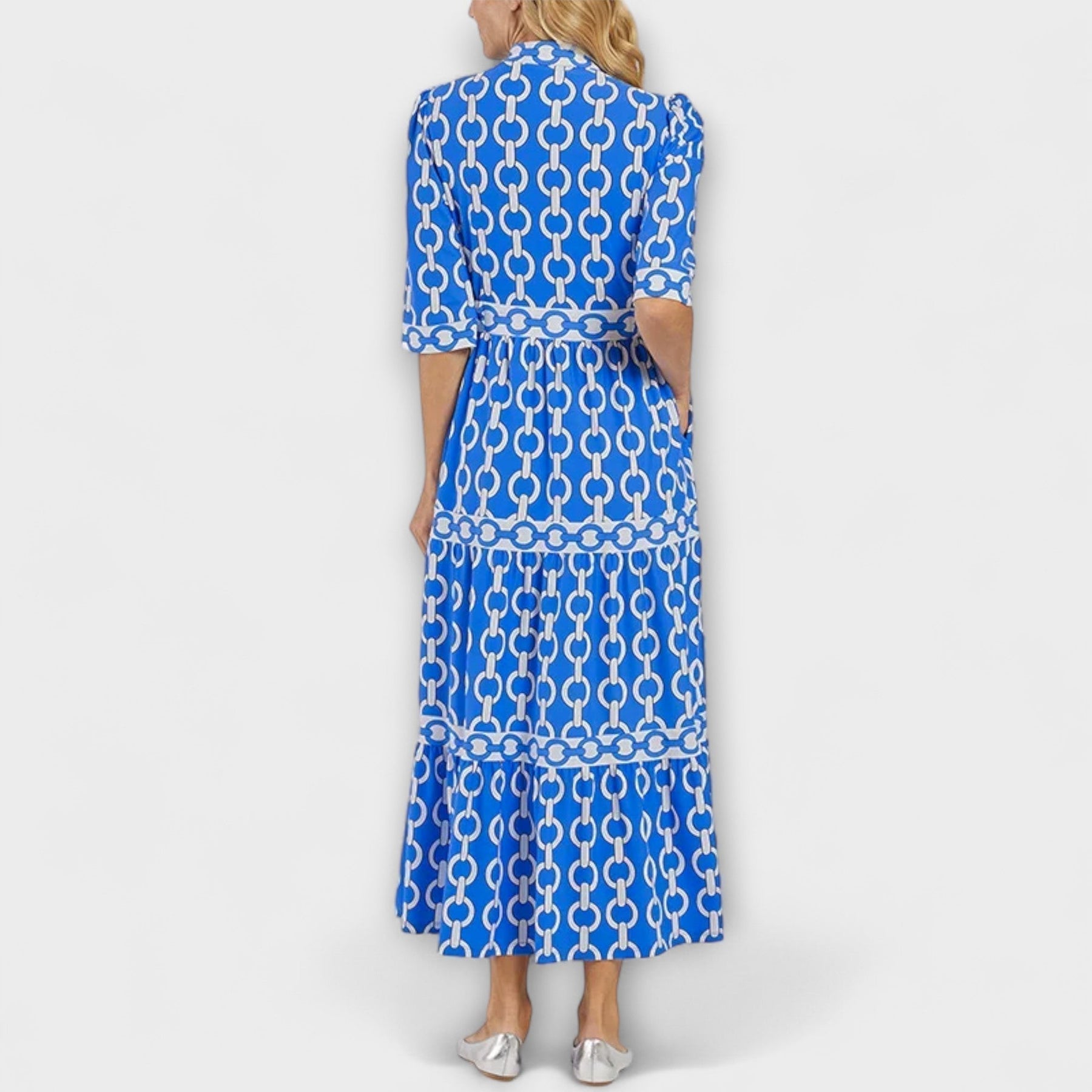 REAGAN – ELEGANT CHAIN PRINT MIDI DRESS