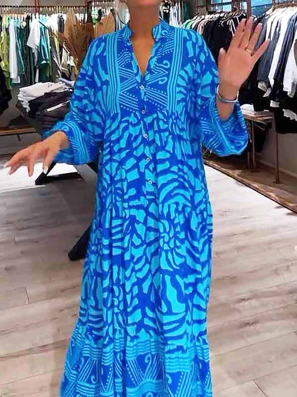 Elka™ - Loose Printed V-Neck Dress for Women