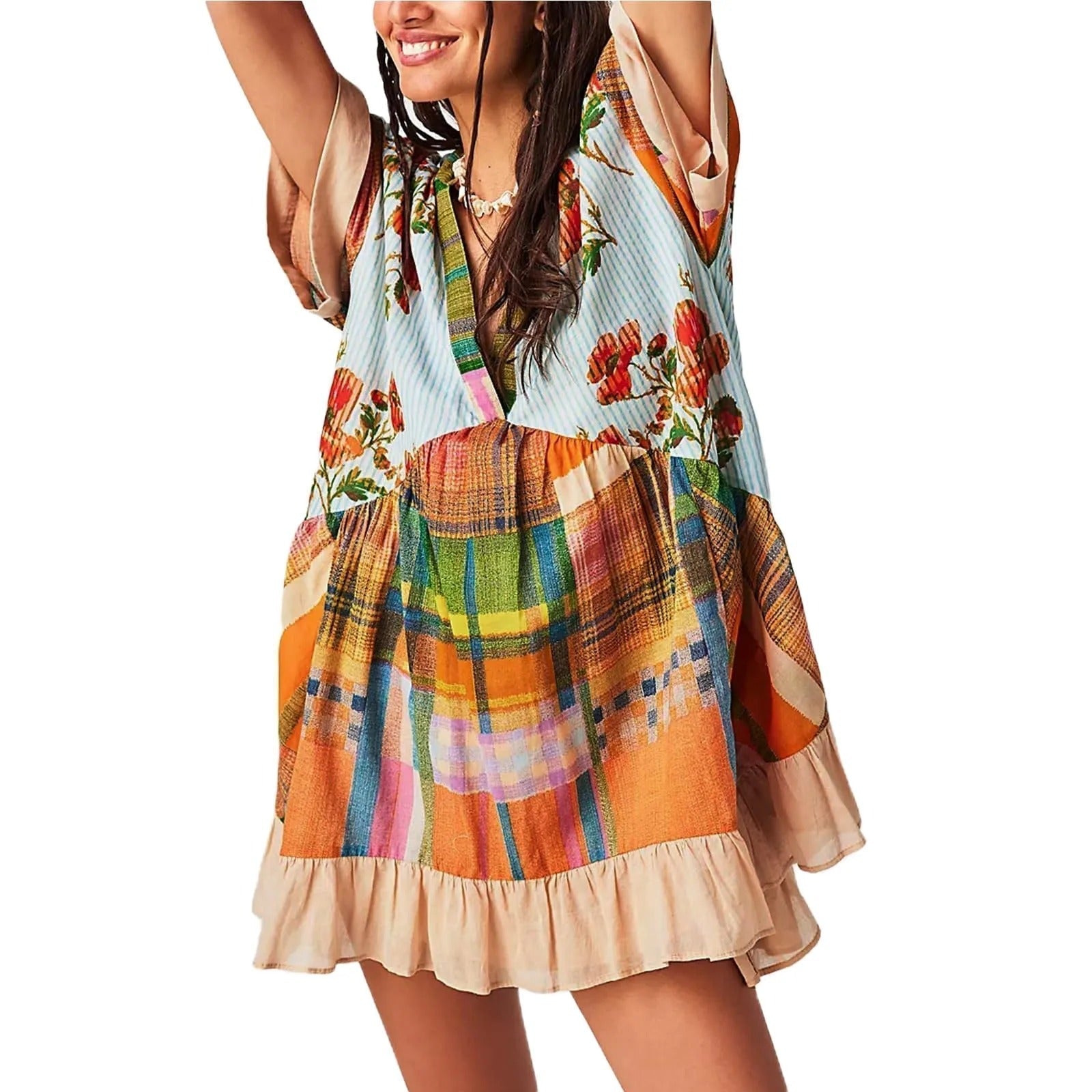 Bohemian Dress V-Neck - Timeless Elegance