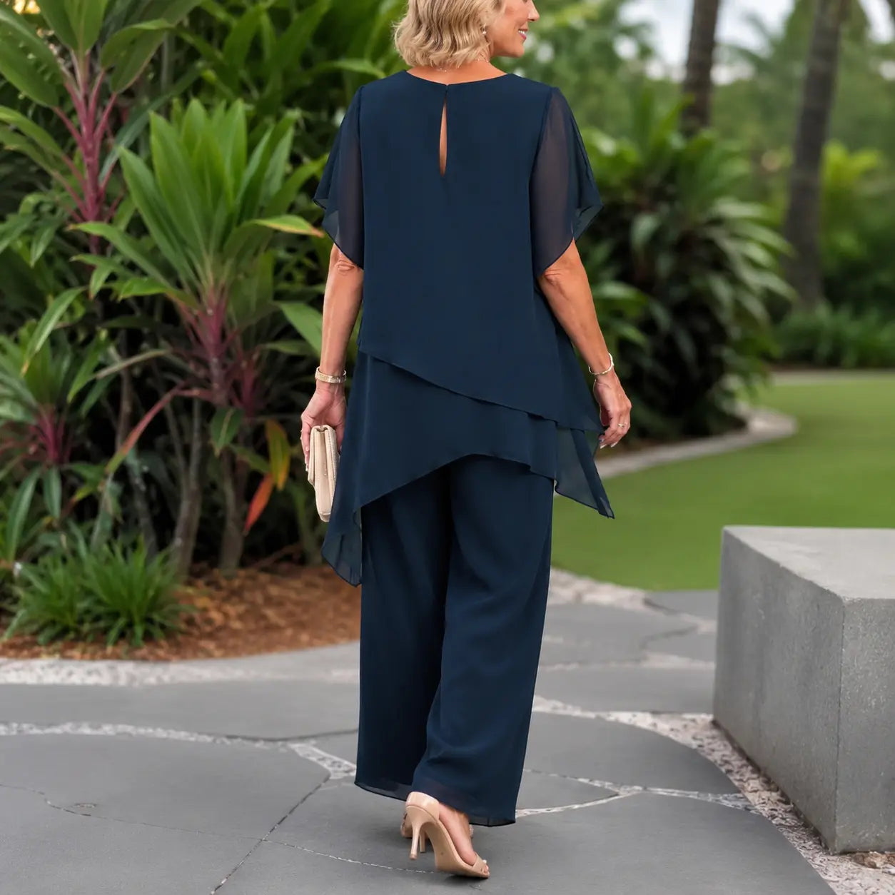 Florenza – Double-Layer Top and Wide Leg Pants Set for Women