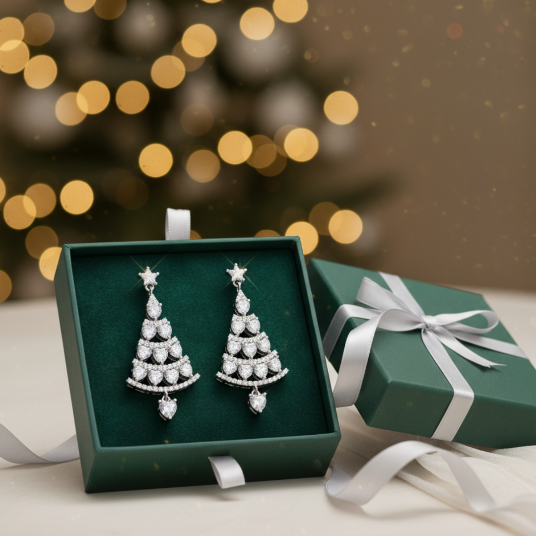 Lunarelle – Sparkling Christmas Tree Earrings, 1+1 Free