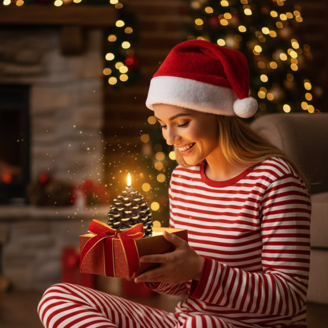 Lunapine – Flameless Pinecone Candle with Gentle Glow