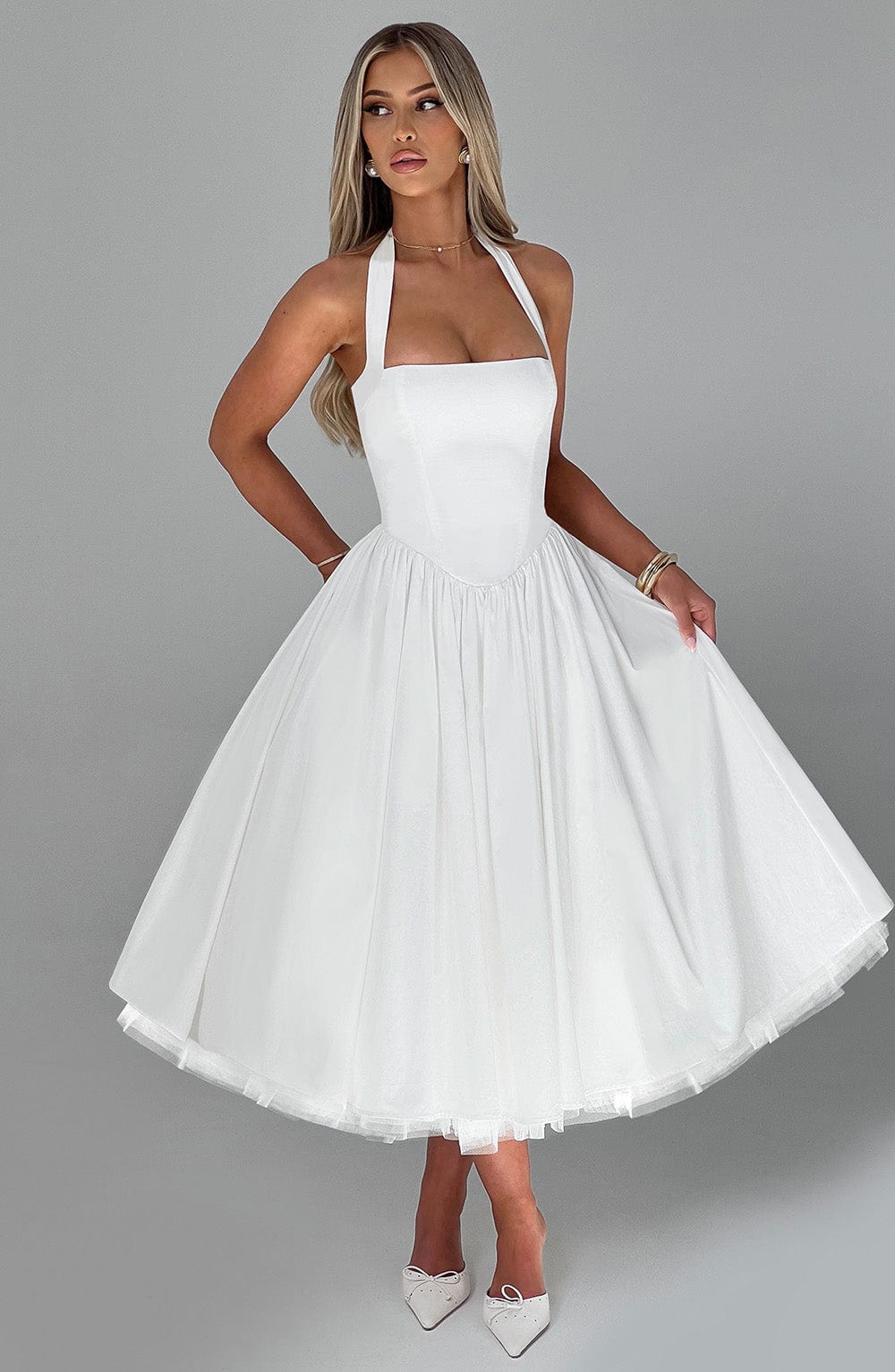 Chloe | Women’s Wedding Guest Halter Midi Dress