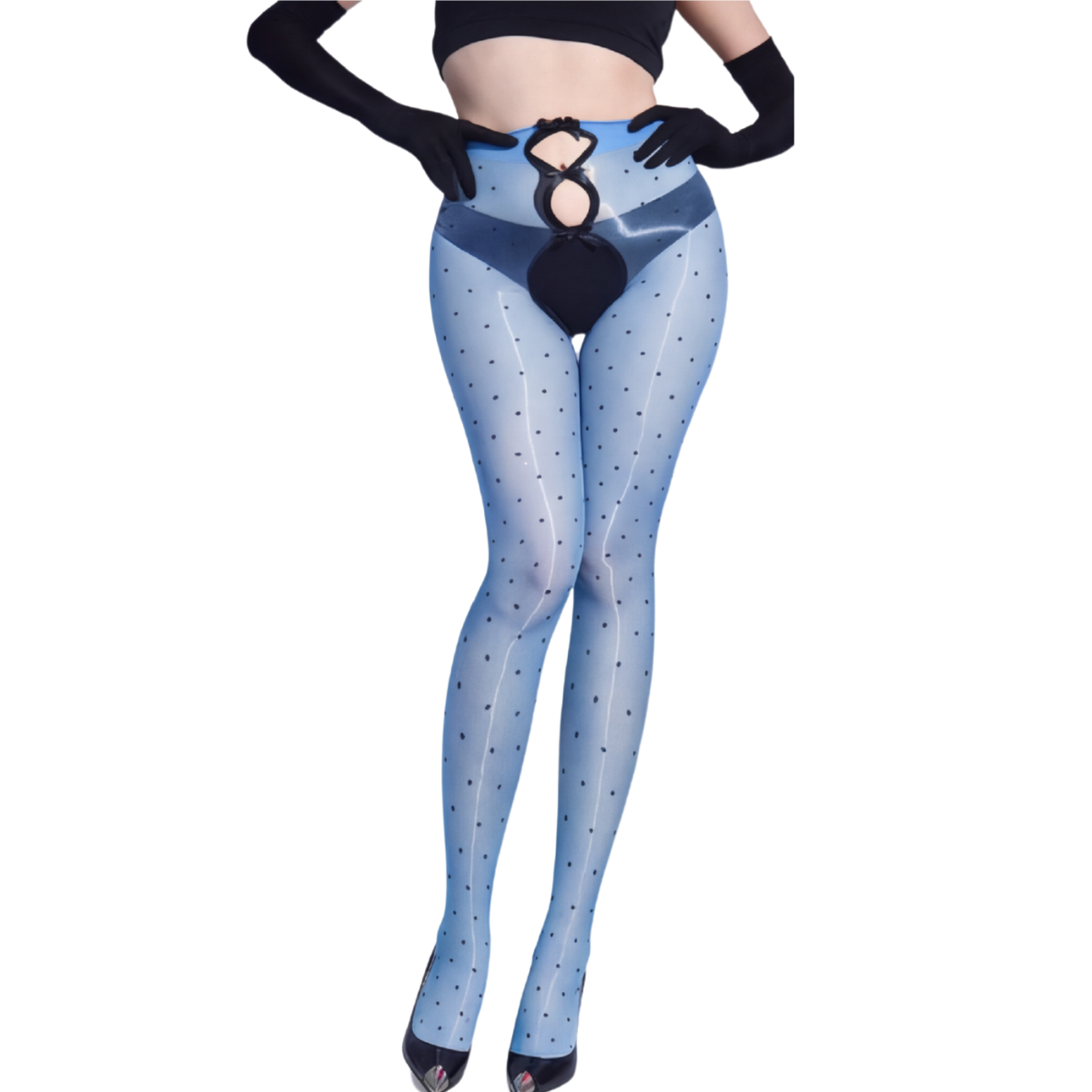 Aurelia - Women's bow cutout shimmer polka dot tights