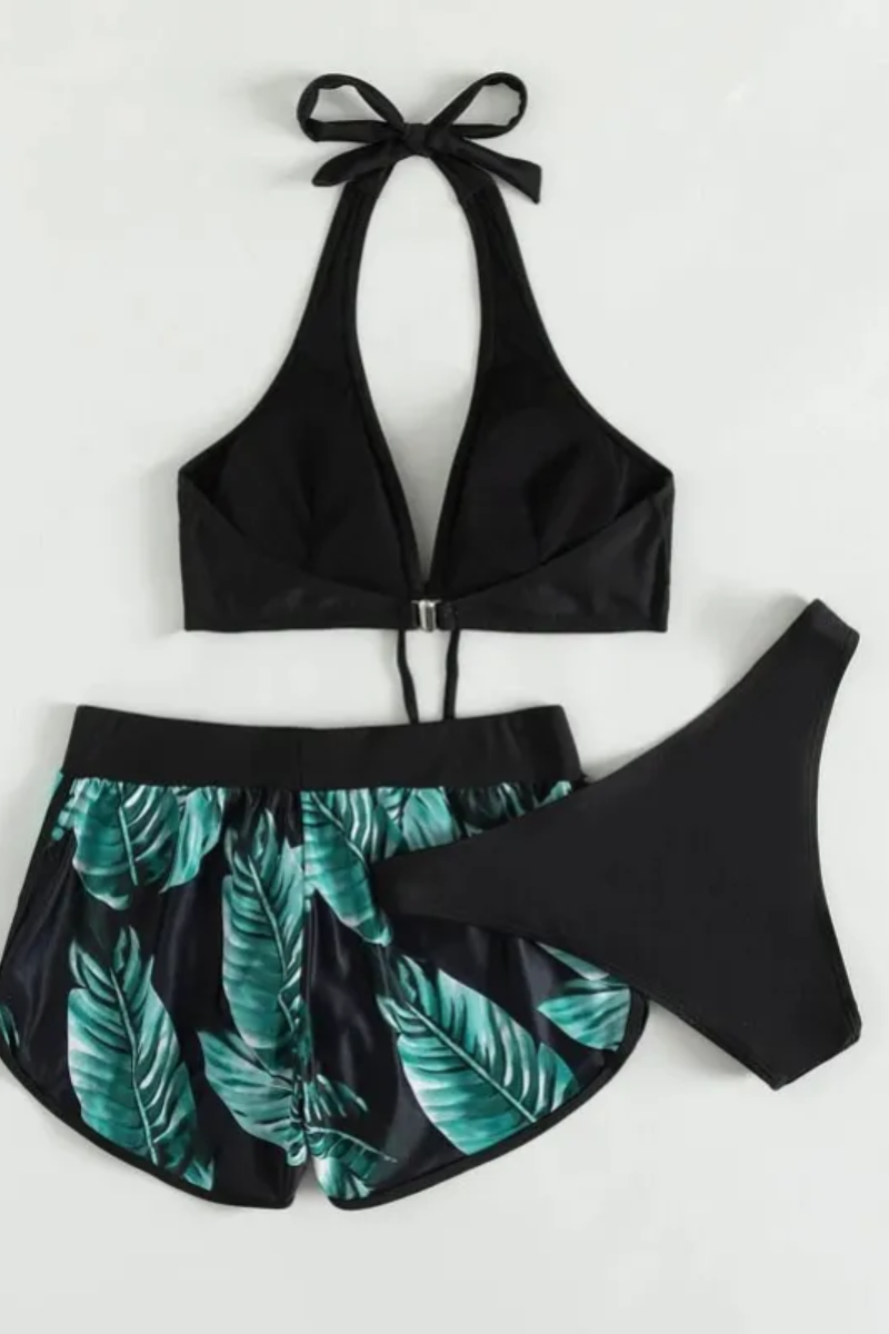 Ava | 3-Piece Leaf Print Bikini Set for Women