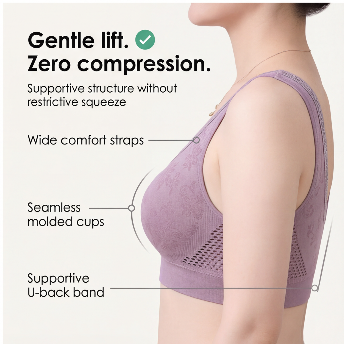 Aireya – Women's Wireless Cotton Comfort Bra with Breathable Mesh