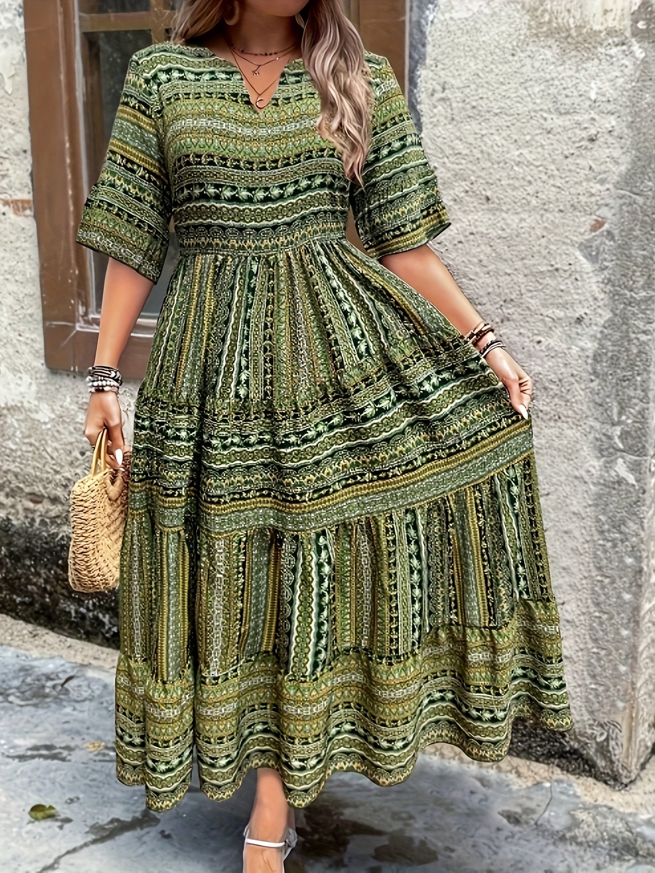 Daisy | Women’s Boho Printed Flowy Midi Dress