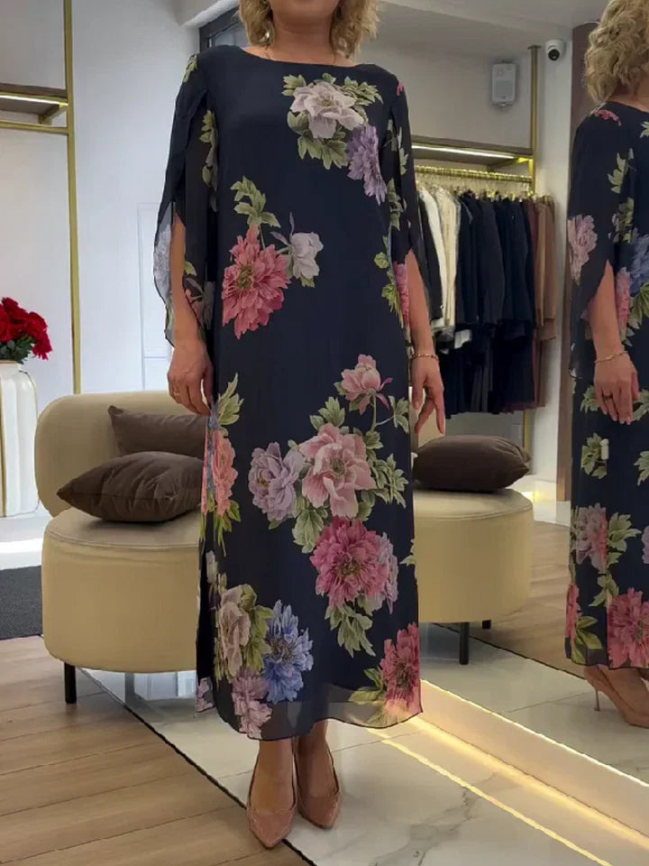 Maxi Dress with Floral Print in Lightweight and Comfortable Chiffon