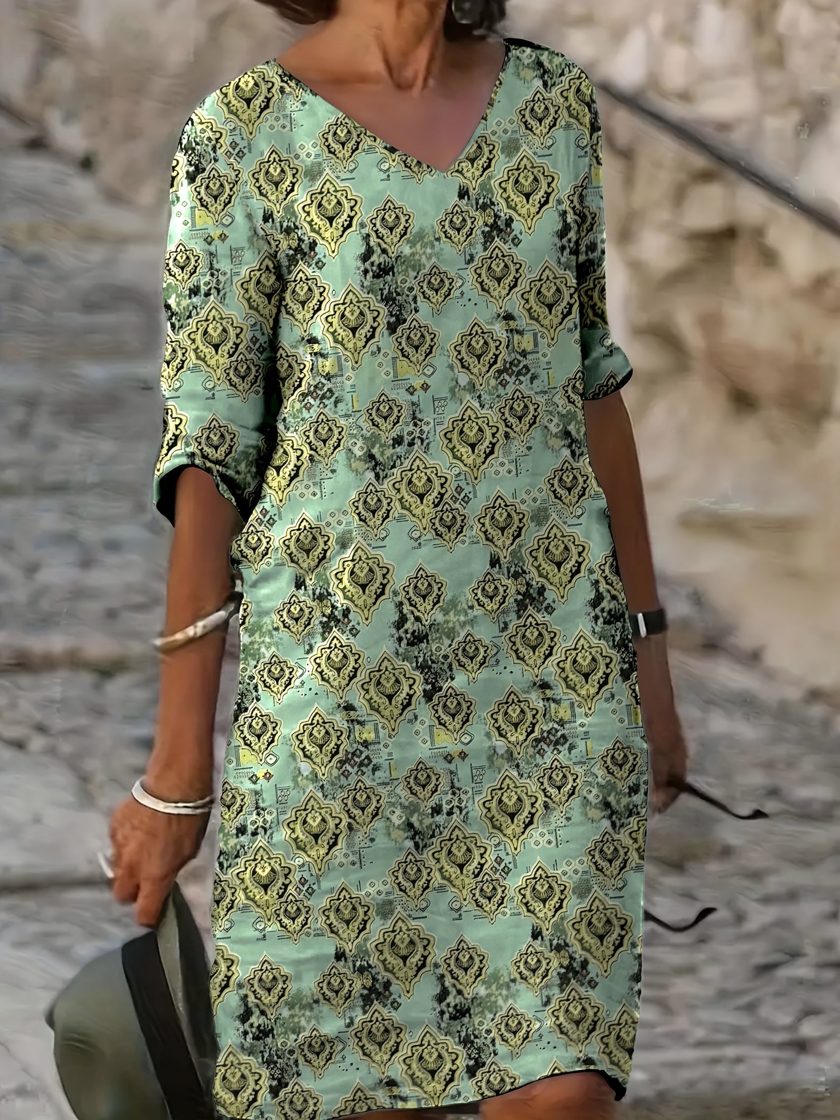 JUDITH | Holiday Print Pocket Dress