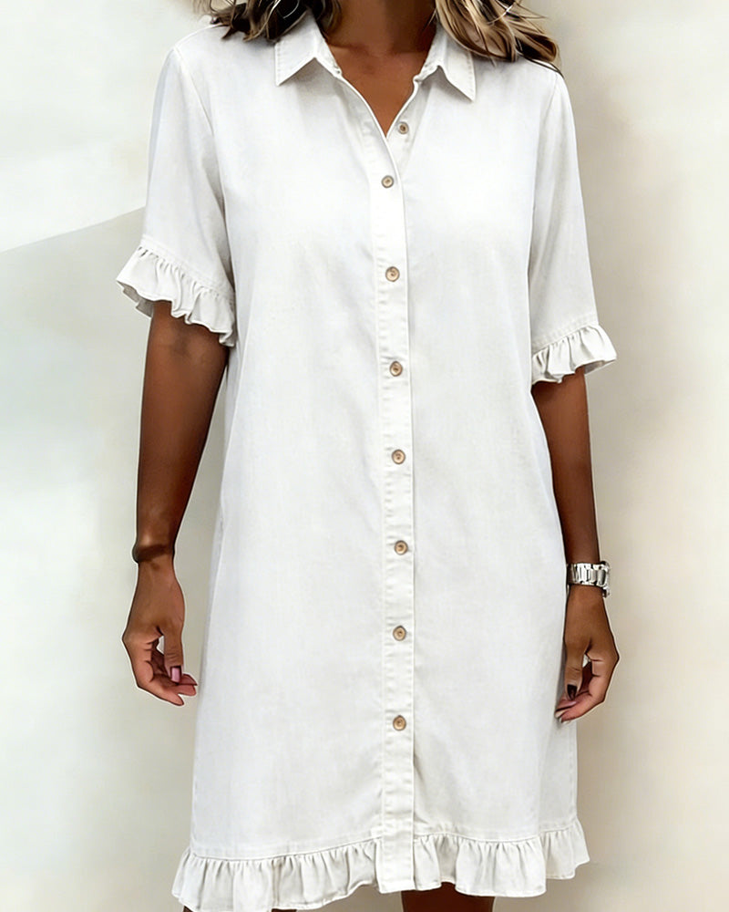 Van Delft™ | Comfortable Denim Dress with Flattering Ruching