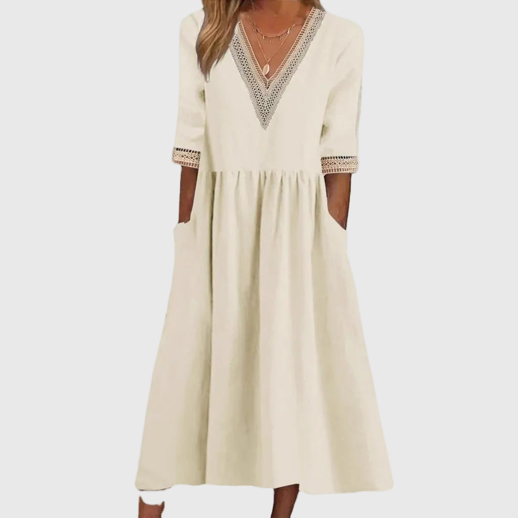 Sara | Midi Dress with Elegant Lace Detail