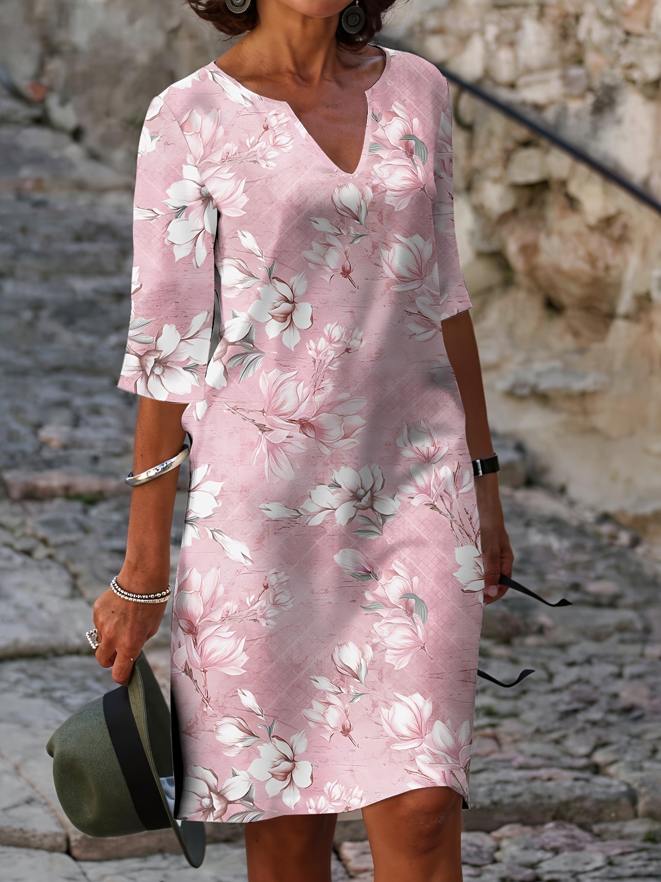 GLORIA | Soft Bloom V-Neck Dress