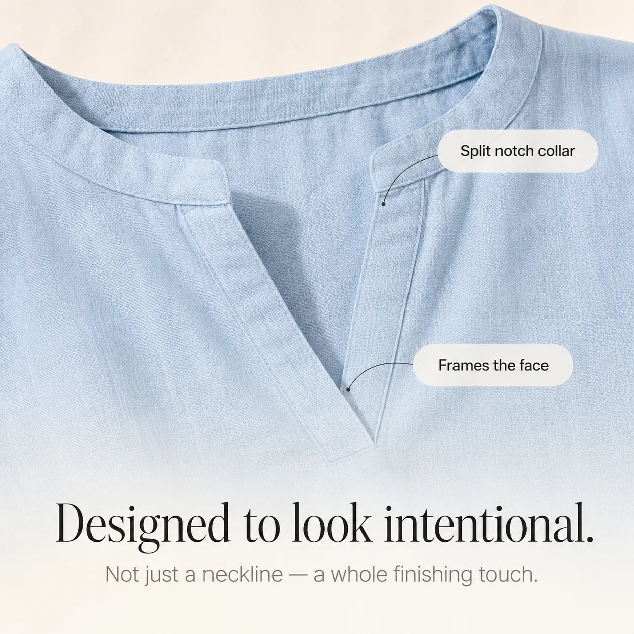 Linora – Notch V-Neck Short Sleeve Curved-Hem Tunic Blouse for Women