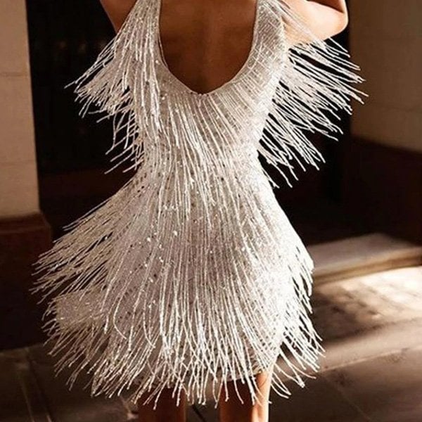 Fringella™ | Elegant Fringe Party Dress