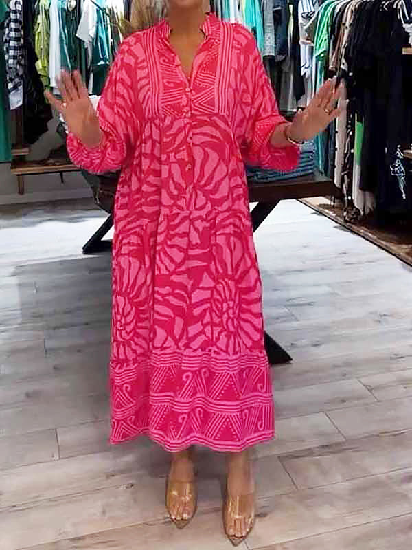 Elka™ - Loose Printed V-Neck Dress for Women