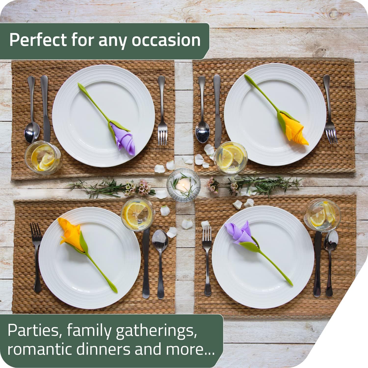 Florenza - Napkin Flower Creator for Elegant Table Settings (2 Pcs)