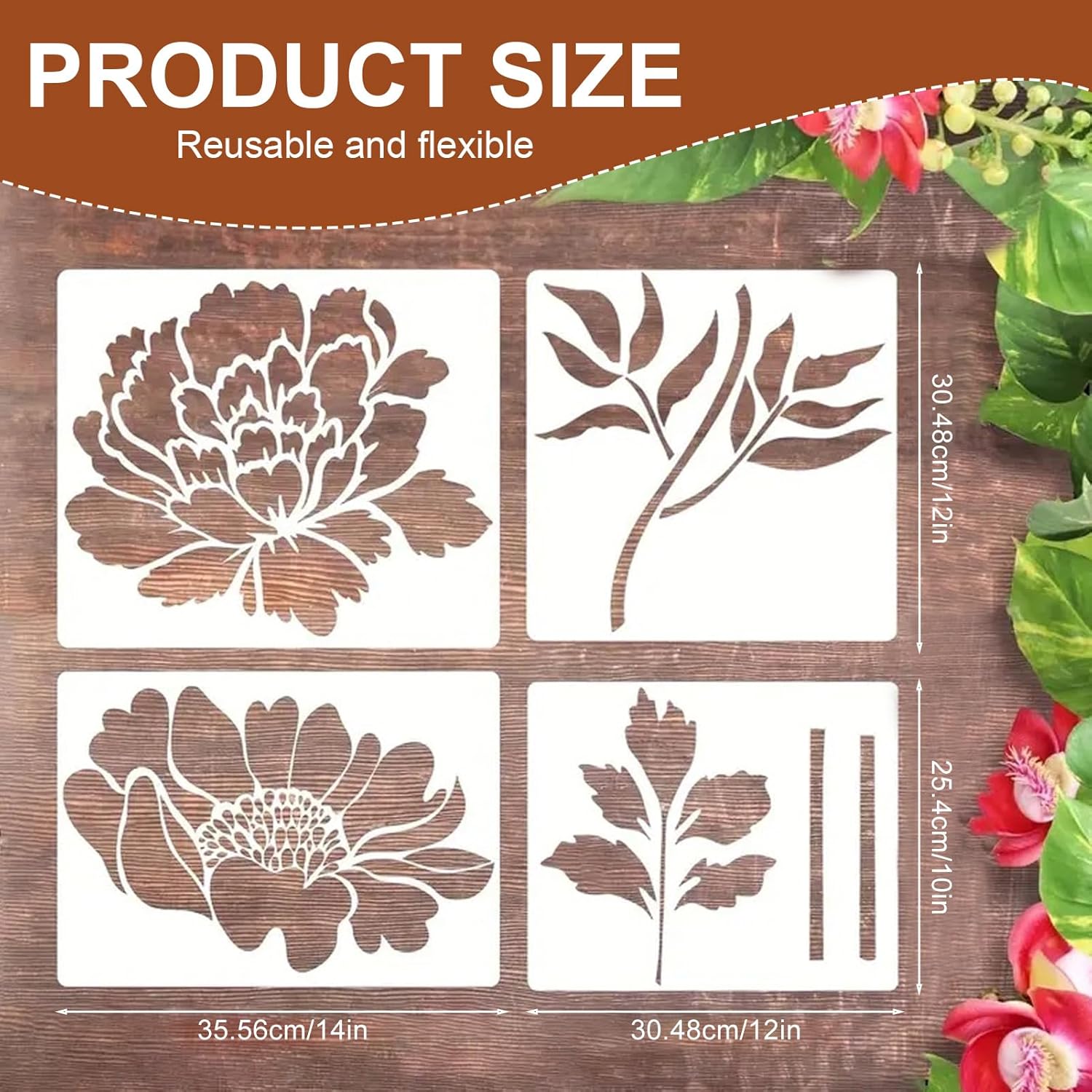 Florenza - Large Flower Stencils for Garden & Home Decor