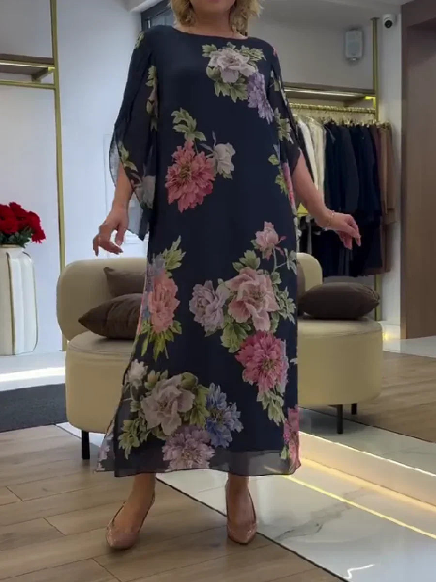Maxi Dress with Floral Print in Lightweight and Comfortable Chiffon