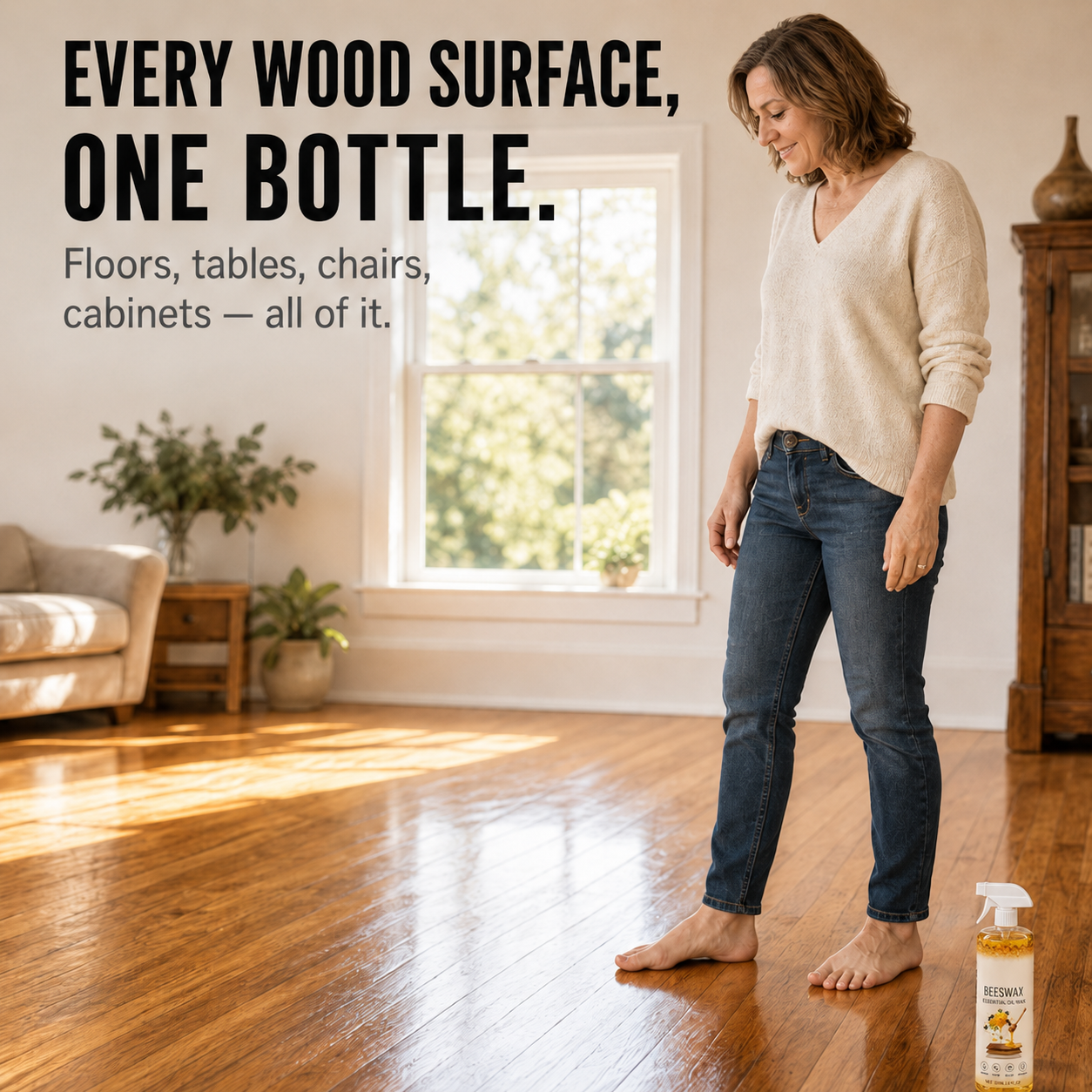 Hivora – Beeswax Wood Polish Spray with Cleaning Sponge and Microfiber Cloth