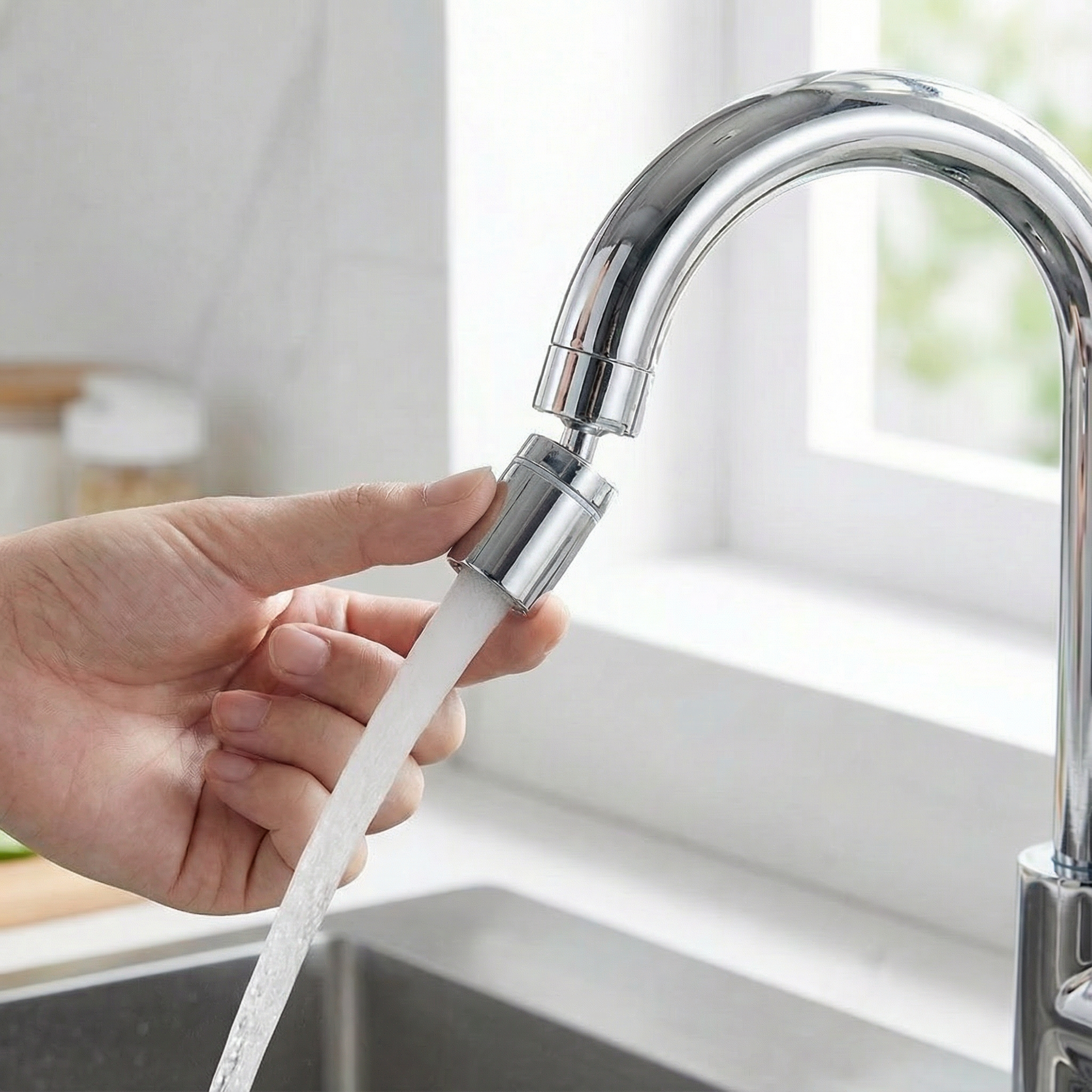 Flowtura - 360° swivel faucet aerator with dual spray (2-pack)