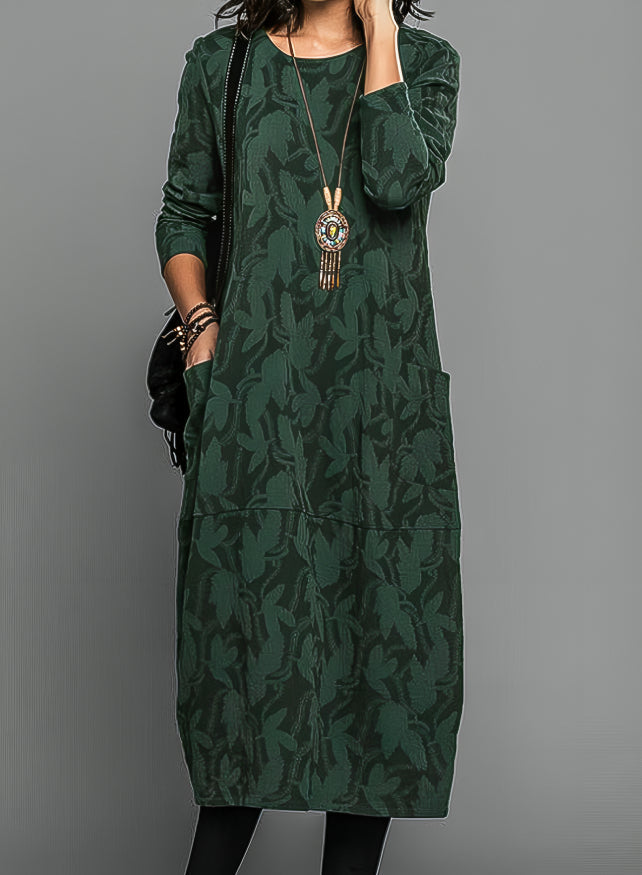 BRIDGET – RELAXED LEAF-TEXTURED MIDI DRESS