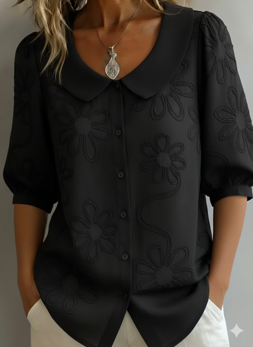 Aurélie — Lightweight Floral Blouse Natural Elegance