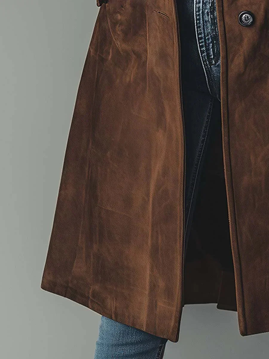 Vintage Faux Suede Trench Coat