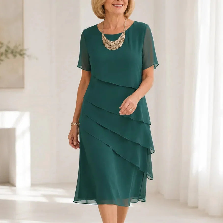 Florenza – Tiered Chiffon-like Midi Dress for Weddings and Events