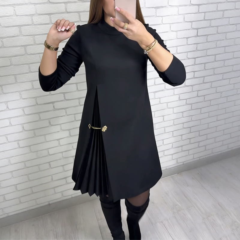 MADELINE – ELEGANT MINI DRESS WITH PLEATED ACCENTS
