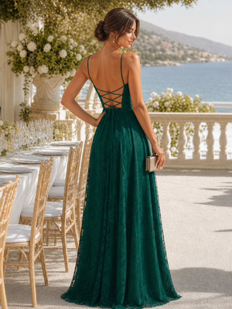Valenne | Spaghetti Strap Full Lace Maxi Dress