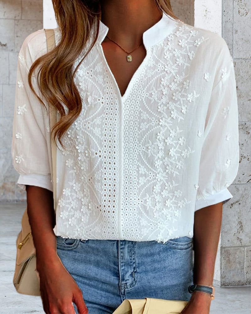 Samantha | Women V Neck Puff Sleeve Blouse