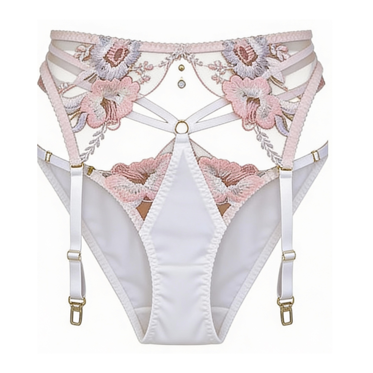 Florelle – Floral Embroidered 3-Piece Lingerie Set