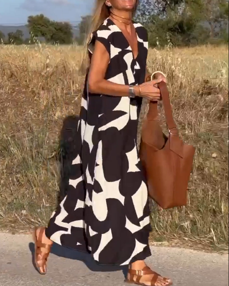 Sarinya - Printed Dress With V-Neck