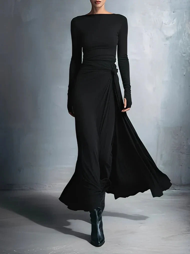 Elegant Jersey Maxi Dress with Wrap Knot