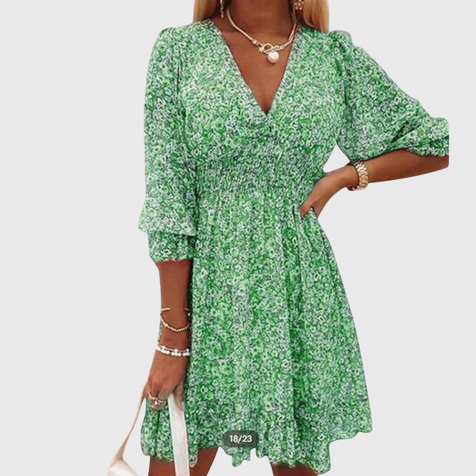 Elisa | Floral Dress with Puff Sleeves