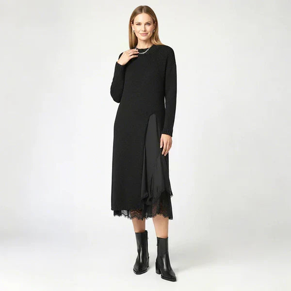 Miraluna | Elegant Midi Dress with Lace Detail