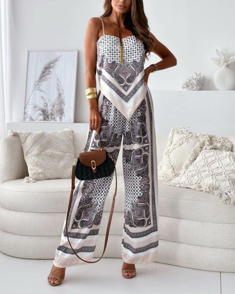 Helen | Vacation Ready Stylish Lace-Up Vest & Pants Two-Piece Set Dress