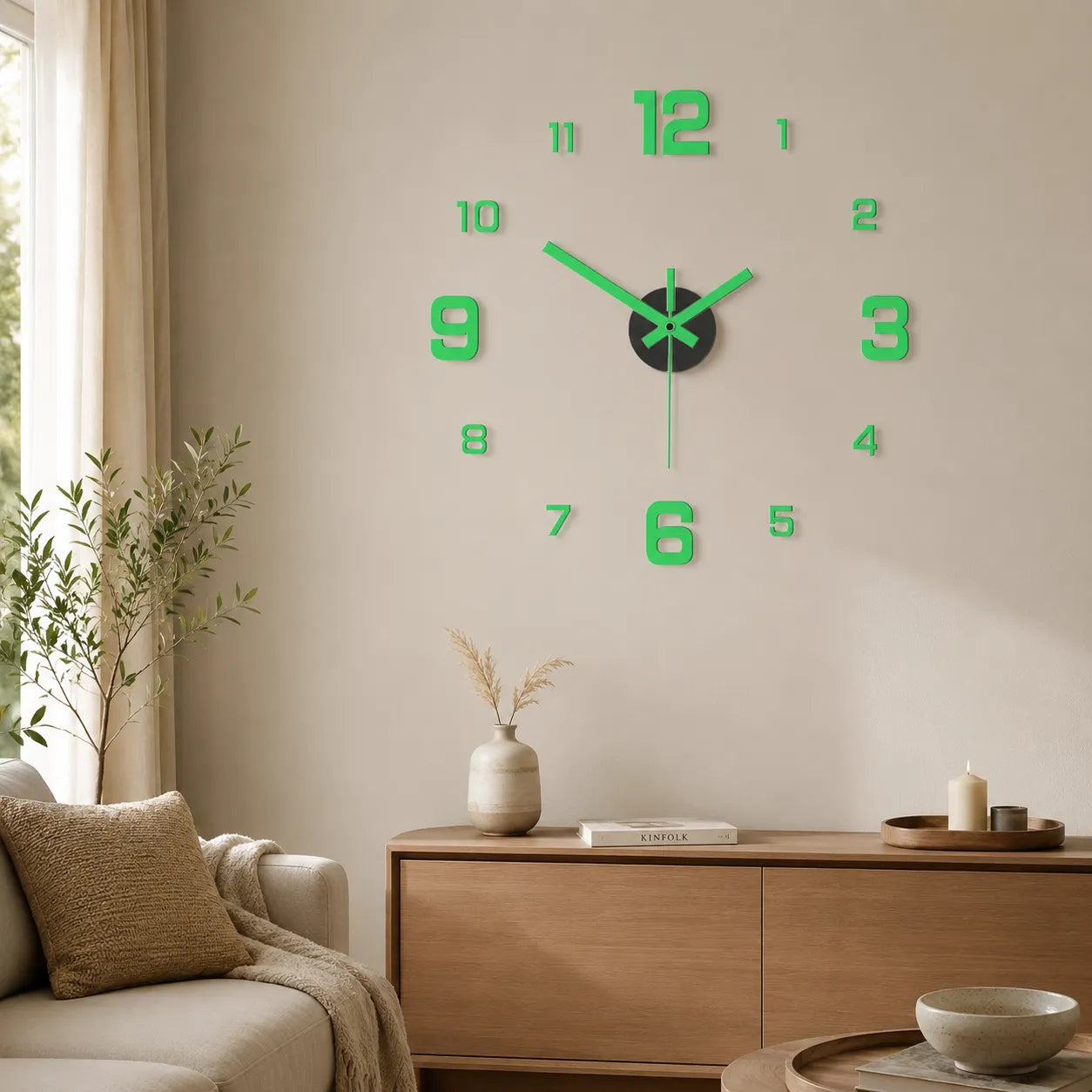 Halovana – Glow-in-the-Dark DIY Wall Clock, Frameless 3D Modern Home Decor