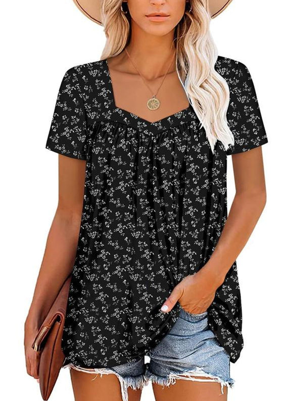 VICKY | COSY TOP WITH SHORT SLEEVES & PRINT