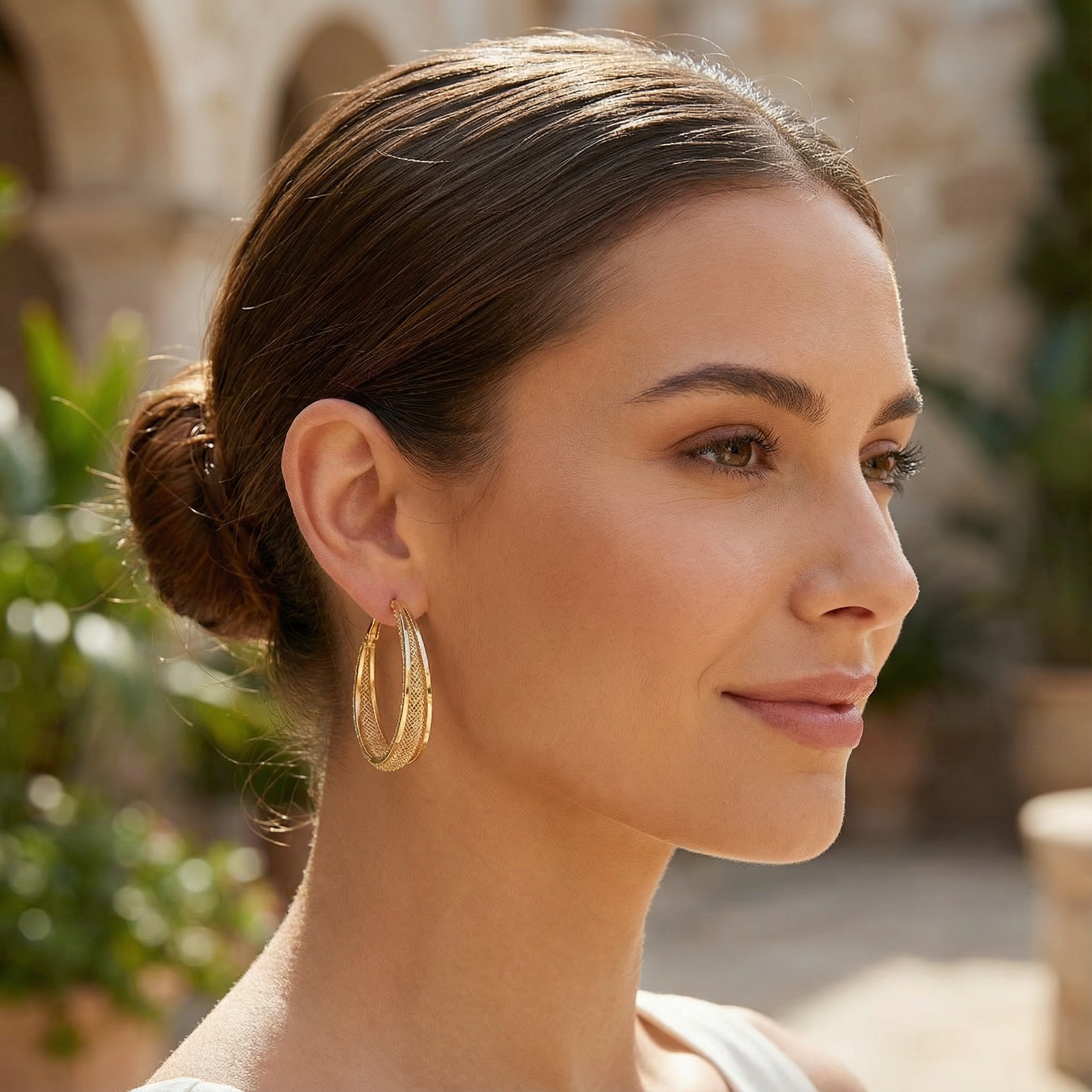 Lumiere - Double Layer Mesh Hoop Earrings