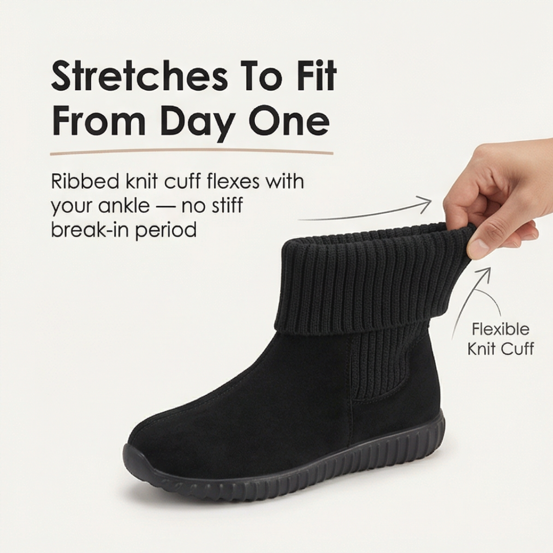 Cozella – Women's Knit Cuff Suede Ankle Booties