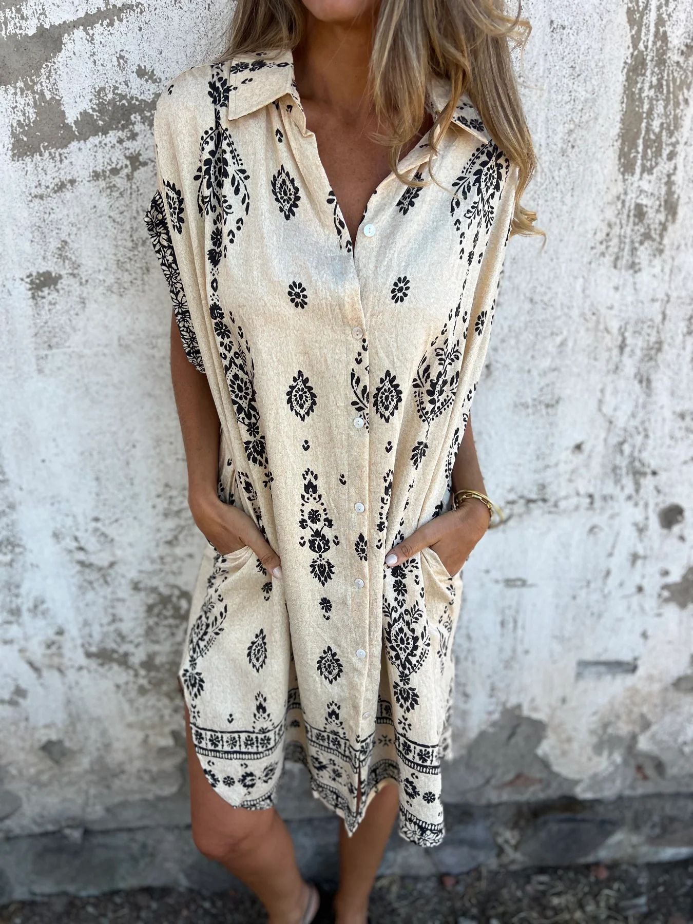 Sue - Casual Loose-Fit Dress with Short Sleeves