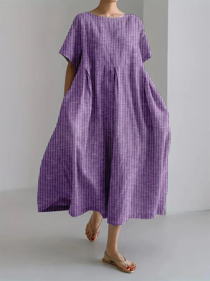 Daphne - Vintage-Inspired Striped Loose Dress