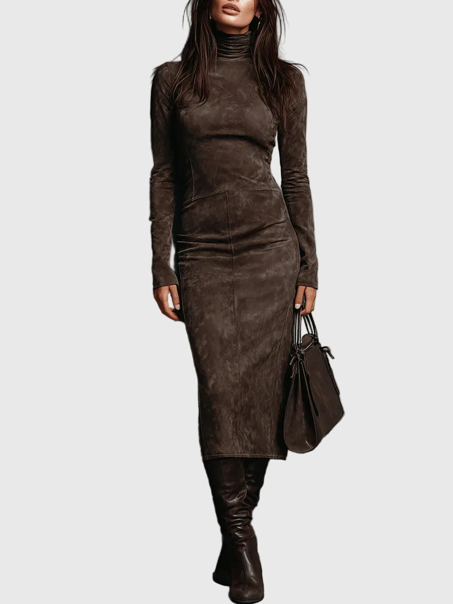 Rose | Elegant Midi Suede Dress