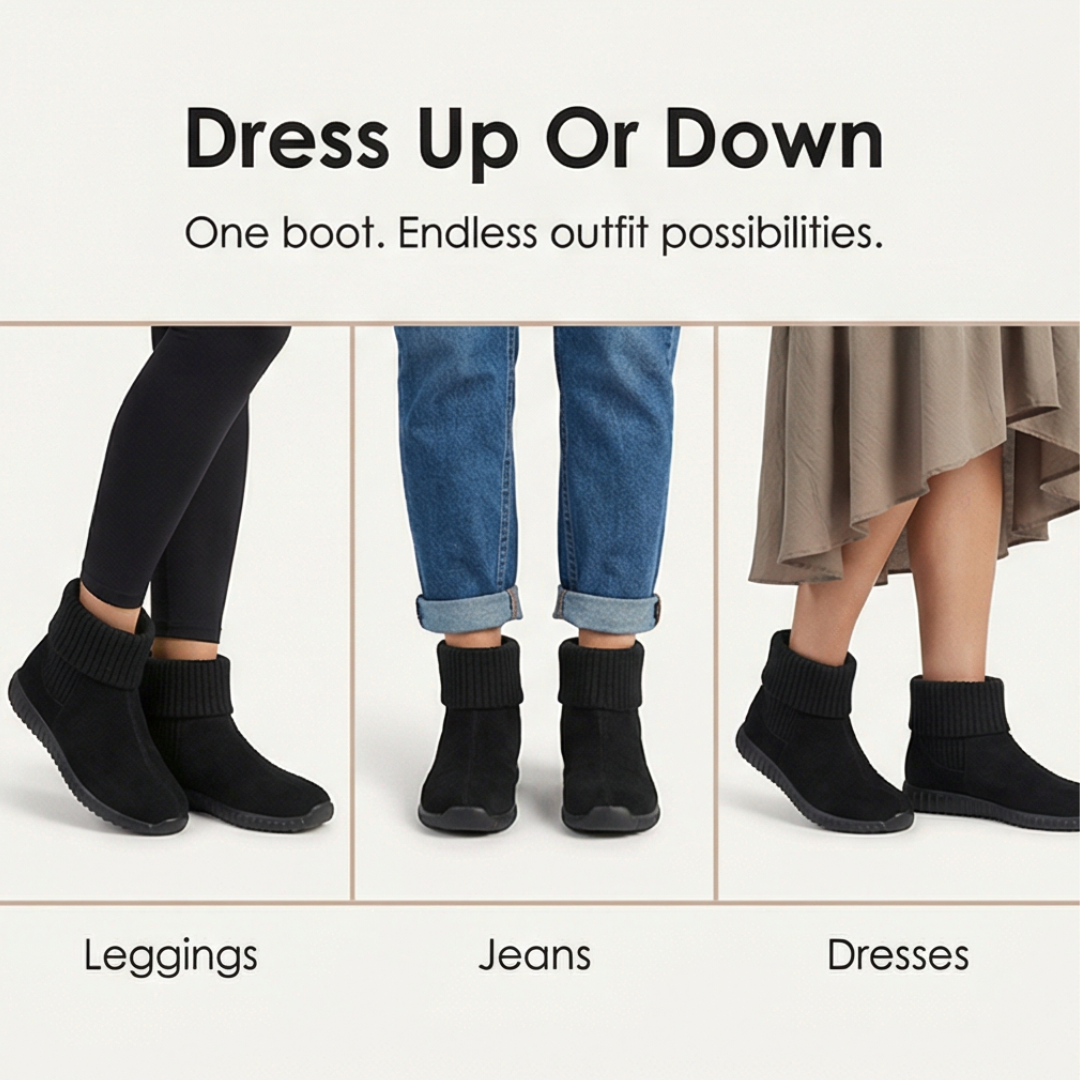 Cozella – Women's Knit Cuff Suede Ankle Booties