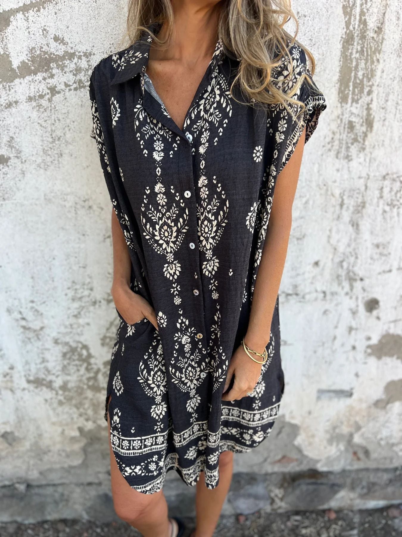 Sue - Casual Loose-Fit Dress with Short Sleeves