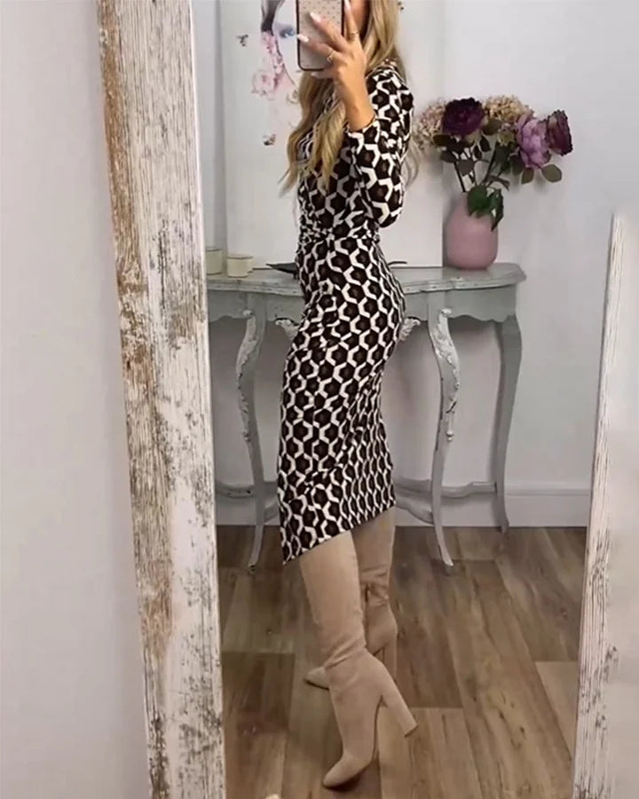 ISLA – GEOMETRIC ELEGANCE BODYCON DRESS