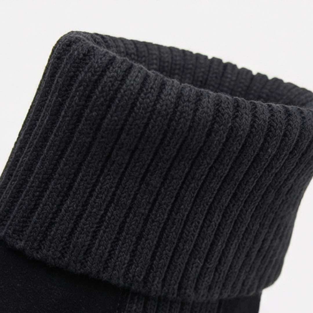 Cozella – Women's Knit Cuff Suede Ankle Booties
