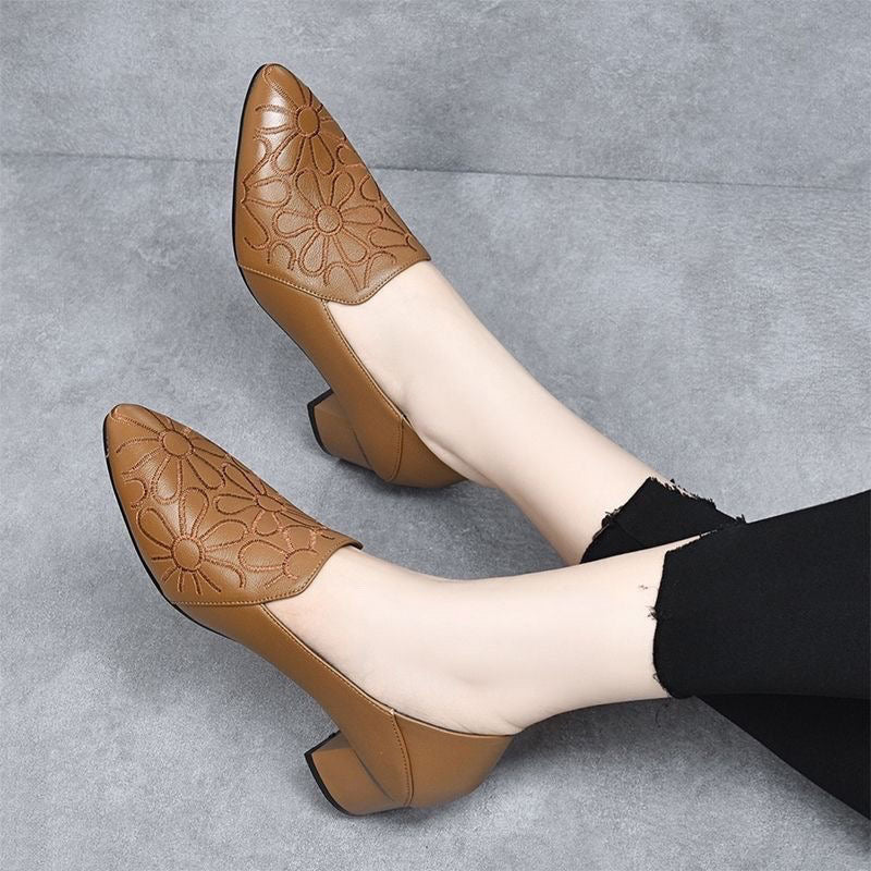 Broderyn™ | Elegant Floral Embossed Pumps