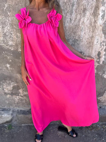 Floral Dress with U-Neckline - Timeless Elegance